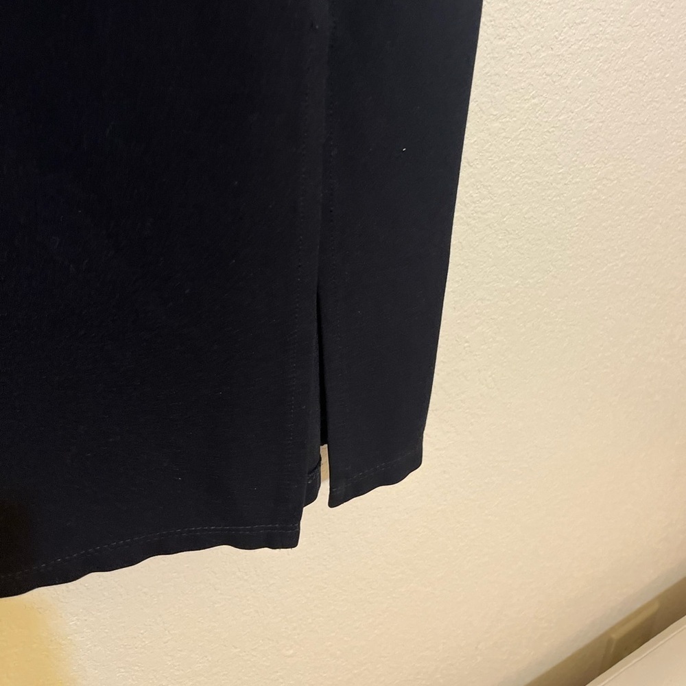 cupcakes and cashmere Black Mini Dress Square Neck Quiet Luxury Minimalist LBD - Picture 6 of 11